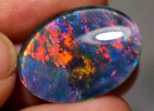 Big A+ Australian Coober Pedy Opal Natural Triplet 22x16x5.5 mm pendant ring - Bild 1 von 6