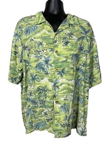 Hawaiian Shirt Mens X Large Big Dog Resort Wear Palm Trees Sailboat Vacation - Picture 1 of 20