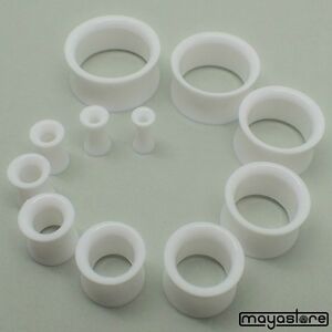 3MM-20MM OHR TUNNEL WEISS SADDLE FLESH PLUG WHITE EAR DOUBLE FLARED KUNSTSTOFF