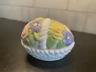 Hallmark Covered Egg-shaped Porcelain Easter Basket Dish/Trinket Box