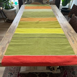 Ikea Sigrid Runner Rug Mat 29 x 96" Green Flat Woven Striped Color Block C - Picture 1 of 6