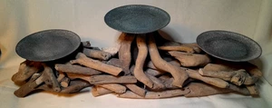 Pier One 18" Treibholz 3 Stumpen Kerzenhalter Landhaus Strand Dekor Herzstück - Bild 1 von 9