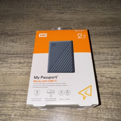 Western Digital 2TB WD My Passport Portable HDD Silicon Grey-WDBWML0020BGY-WESN - Image 1 of 2