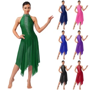 Abito da ballo donna cha-cha vestito scavato samba back copricostume danza - Foto 1 di 95