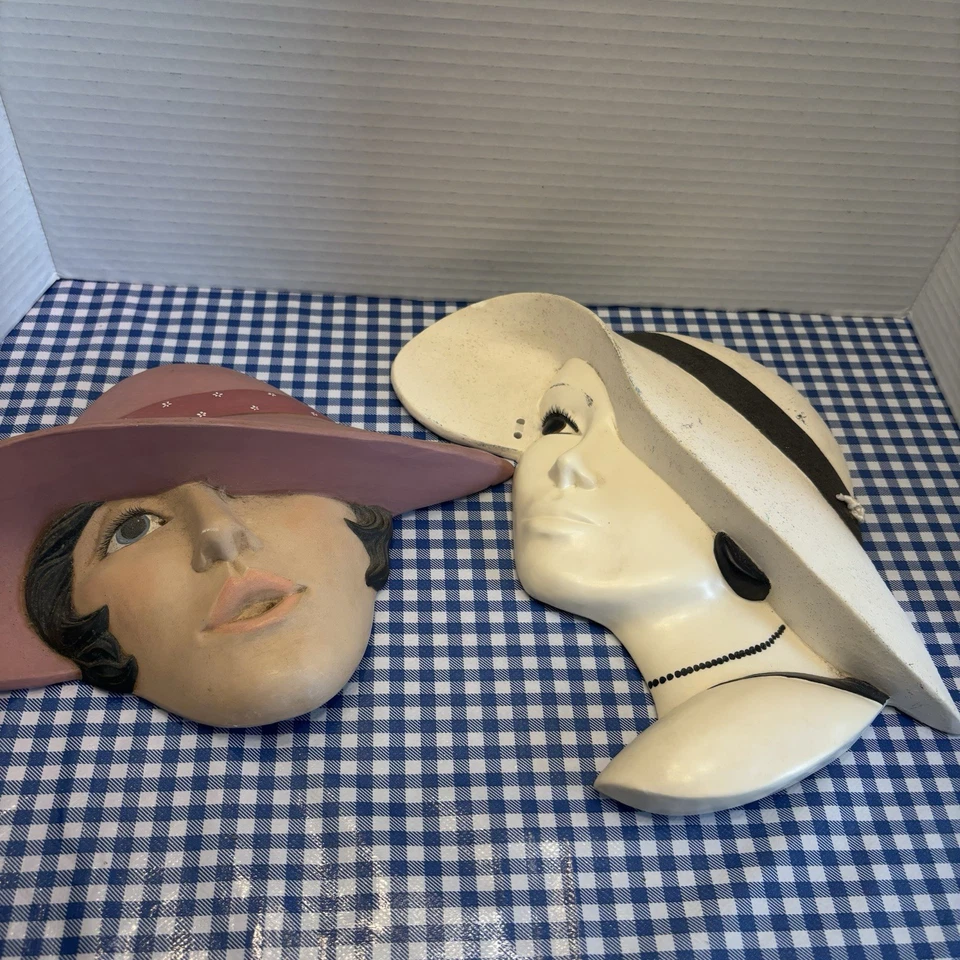 Máscara facial/cabeza de cerámica vintage decoración colgante de pared - moda mujer años 30, 1 de 2. Foto 1 de 4