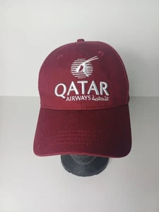 Qatar Airways Hat Burgundy Embroidered Lettering Adjustable Airline Memorabilia - Picture 1 of 15
