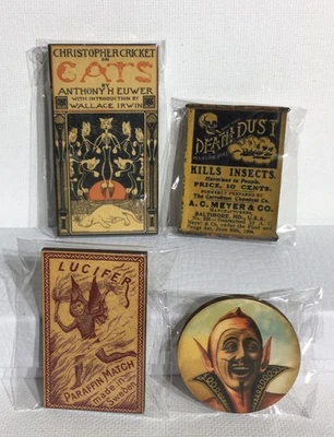 Vintage Style Spooky Advertising Laser Cut Wooden Brooches 4 Pc Lot Halloween - Image 1 of 4