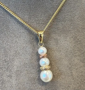 Clogau walisischer Anhänger 9 kt Rotgold Lebensbaum Perle 22 Zoll selten - Bild 1 von 9