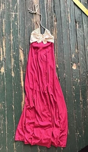 Maxi abito rosa YOUNG INNOCENT BY ARPEJA 7 Halter vintage romantico - Foto 1 di 18