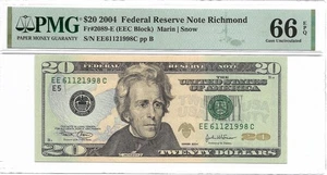 2004 $20 RICHMOND FRN. PMG GEM Uncirculated 66 EPQ Banknote. - Picture 1 of 2