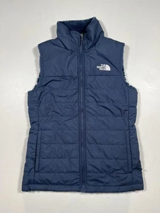 Chaleco para mujer The North Face pequeño azul reversible forrado de lana acolchado aislante - Imagen 1 de 8