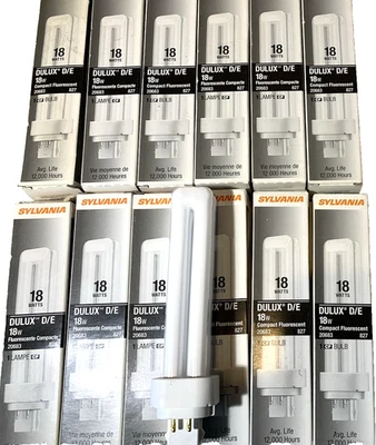 12x Sylvania CF18DD/E/827/ECO Delux D/E 18W Fluorescent Compacte $27.51+FREE SHI - Image 1 of 4