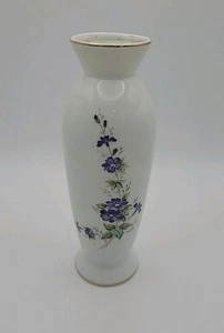 Lefton China 1985 Bud Vase #03161 Purple Floral Design, 6.5" - Picture 1 of 8