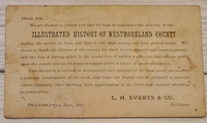 1882 Postkarte Werbung für die illustrierte Geschichte von Westmoreland Co PA - Bild 1 von 3