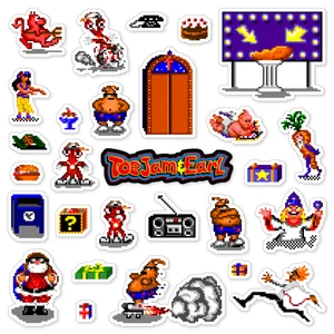 ToeJam & Earl Stickers Sega Genesis Pixel Art 28 Sticker Pack - Picture 1 of 2
