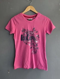 Lee Cooper Pink Graphic Floral Print Logo T-Shirt UK 8 S Casual Summer Tee Light - Picture 1 of 12