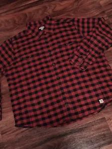 Carhartt Shirt Mens XXL Flannel Wine Plaid Check Loose Fit Heavy Cotton - Picture 1 of 8