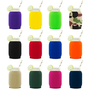 Blank Neoprene Collapsible 16 oz. Mason Jar Coolie: Choose Color and Quantity - Picture 1 of 34