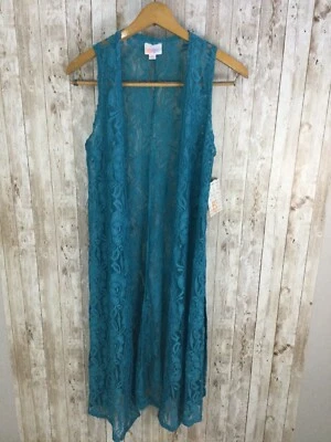 NUEVO CON ETIQUETAS Lularoe JOY Mujer Maxi Plumero Chaleco Sin Mangas XS Encaje Azul Western Chic Foto 1 de 4