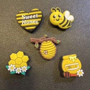 5x Bienen Imker Honig Gelb Schuhstecker Schuhpincharms für Clogs - Bild 1 von 6