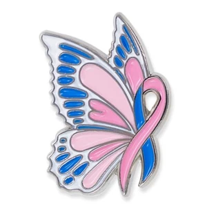 PinMart's rosa und blaues Band Schmetterling Pin - Bild 1 von 3