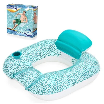 Bestway Luftmatratze Lounge 102x94cm Schwimmsessel Becherhalter Pool