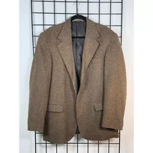 City Casuals By Haggar Sports Coat Mens 42R Brown Black Houndstooth Wool Grandpa - Picture 1 of 11