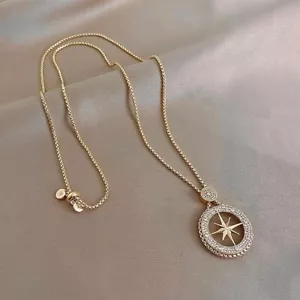 Elegante estrella de ocho puntas, chapado en 18 quilates, suéter cadena larga bisutería colgantes - Imagen 1 de 3