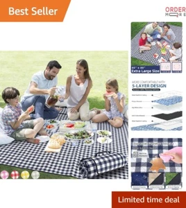 Outdoor Picnic Blanket Waterproof Sandproof Large 80x80 Folding Travel Beach - Picture 1 of 8