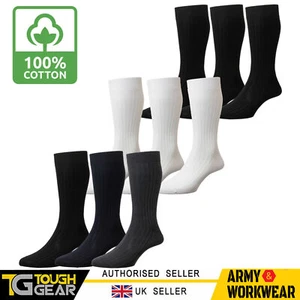 Mens 3 Pair Ribbed Cotton Socks Smart/Sport Plain Colours Comfy Soft Big Foot - Picture 1 of 4