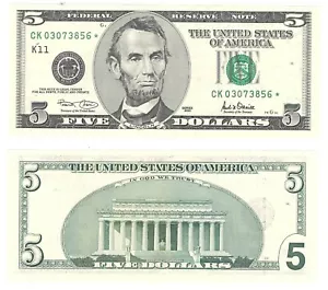 2001 $5 Dallas District Star Note FR 1988-K* Uncirculated #856 - Picture 1 of 1