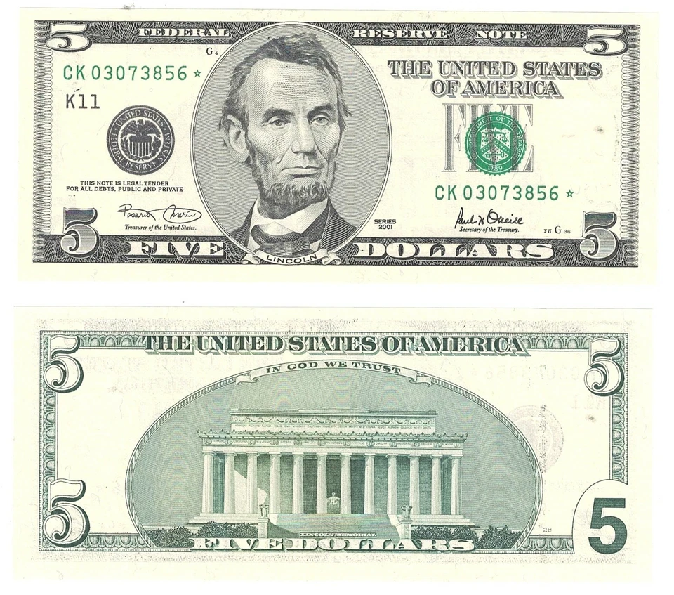 2001 $5 Dallas District Star Note FR 1988-K* Uncirculated #856 - Image 1 of 1