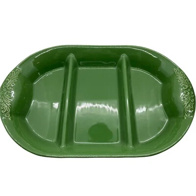 Plato para hornear de mesa Sur La bandeja para aperitivos verde de tres secciones apto para lavavajillas Foto 1 de 4