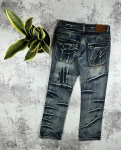 Vintage Faded Distressed Y2K Rap relaxed baggy Style Jeansia Jeans Pants Bottoms - Picture 1 of 24