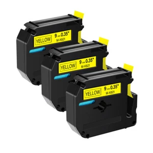 3×Compatible Brother P-Touch M-K621 M621 Ruban étiqueteuse Noir sur Jaune 9mm - Afbeelding 1 van 5