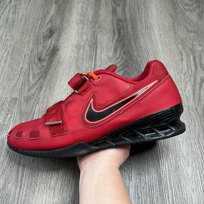 NIKE ROMALEOS 2 WEIGHTLIFTING SHOES RED BLACK ORANGE Men’s 14 Sample 476927-606 - Image 1 of 4