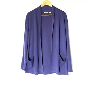 Nordstrom Wool Purple Women's Cardigan Open Draped Soft Pockets Size M Medium - Picture 1 of 8