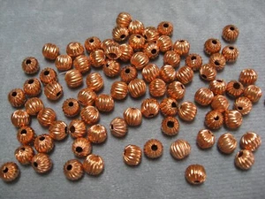 Copper Spacer Beads with Corrugated Finish 6 x 6mm Round - Picture 1 of 3