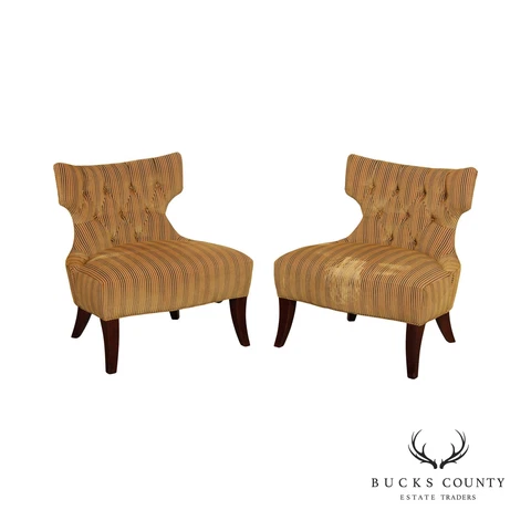 Baker Furniture Pair of Tufted Back Club Chairs (B) Cover