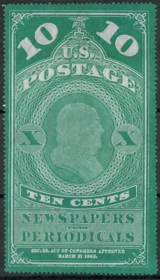 [st7218] USA 1865 Scott#PR2b Newspaper 10¢ MNGAI "Pelure paper" cv:$400 - Image 1 of 2