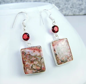 Ausgeprägte  Damenohrringe  Edelstein Crazy Lace Sterlin Silber 925 Ohrringe  - Bild 1 von 2