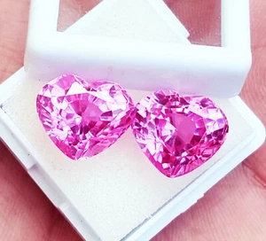 18 Ct Natural Pink Sapphire Heart Cut Certified Rare Pair Loose Gemstone RP27 - Picture 1 of 8