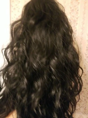 Clip de garra de cola de caballo negro en extensión de cabello más cordón  Foto 1 de 4