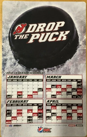 NJ New Jersey Devils 2012-2013 Magnetic Schedule SGA Magnet Martin Brodeur Cover