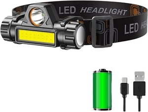 TORCIA Frontale Ricaricabile led USB Luce da Testa Led Pesca Caccia CAMPING - Foto 1 di 10