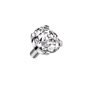 1 Pc 14G Implant Titanium CZ Prong Set Top Dermal Anchor Top 14G - Picture 1 of 2