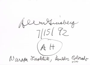 Allen Ginsberg 1926-1997 original Autogramm 4"x6" Karte signed US Dichter Schriftsteller - Bild 1 von 2