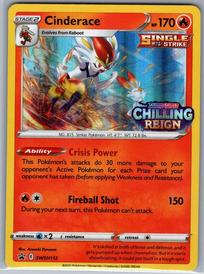 Cinderace -  (Prerelease) SWSH112 Holo Sword & Shield Promo - Pokemon Card NM - Image 1 of 2