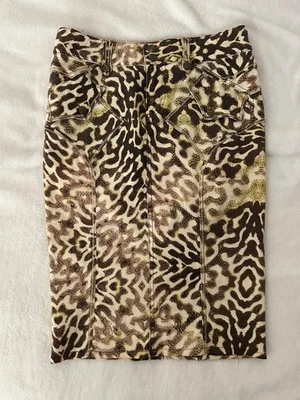 Falda Just Cavalli Vintage 2006 Animal Print hasta la rodilla, talla IT 40 (US 4) Foto 1 de 4