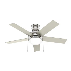 Hunter 44 in Aren Low Profile Ceiling Fan with Light LED Pull Chain Modern - Picture 1 of 3